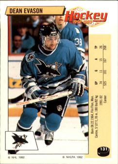 1992-93 Panini Hockey Stickers #131 Dean Evason Front