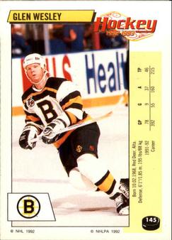 1992-93 Panini Hockey Stickers #145 Glen Wesley Front