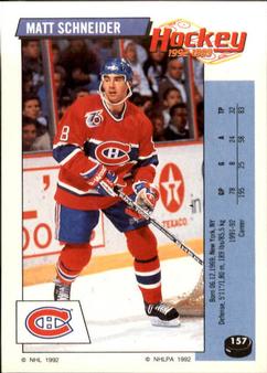 1992-93 Panini Hockey Stickers #157 Mathieu Schneider Front