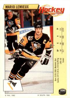 1992-93 Panini Hockey Stickers #220 Mario Lemieux Front