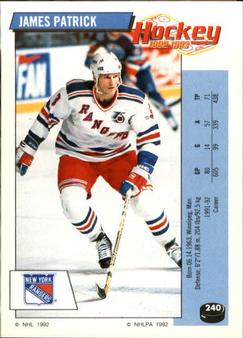 1992-93 Panini Hockey Stickers #240 James Patrick Front