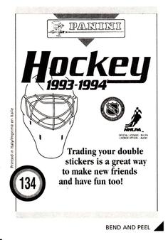 1993-94 Panini Hockey Stickers #134 Paul Coffey Back