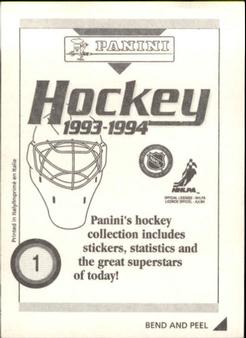 1993-94 Panini Hockey Stickers #1 Boston Bruins Logo Back