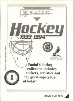1993-94 Panini Hockey Stickers #5 Steve Leach Back
