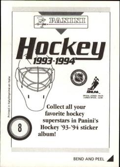 1993-94 Panini Hockey Stickers #8 Ted Donato Back