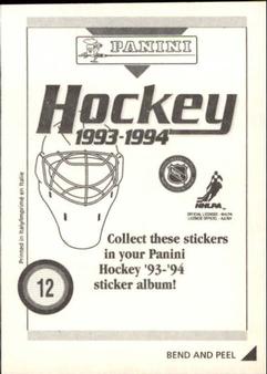 1993-94 Panini Hockey Stickers #12 Montreal Canadiens Logo Back