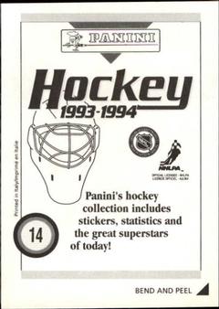 1993-94 Panini Hockey Stickers #14 Kirk Muller Back