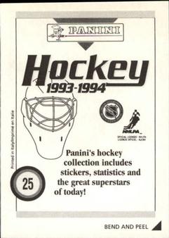 1993-94 Panini Hockey Stickers #25 Mike Ridley Back