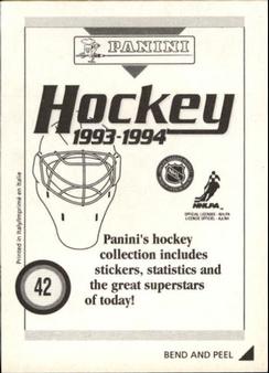 1993-94 Panini Hockey Stickers #42 Scott Niedermayer Back