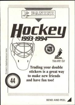 1993-94 Panini Hockey Stickers #44 Bruce Driver Back