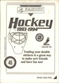1993-94 Panini Hockey Stickers #45 Philadelphia Flyers Logo Back
