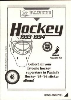 1993-94 Panini Hockey Stickers #48 Brent Fedyk Back