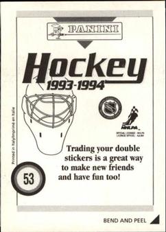 1993-94 Panini Hockey Stickers #53 Garry Galley Back
