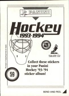 1993-94 Panini Hockey Stickers #59 Benoit Hogue Back