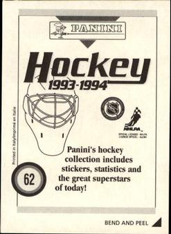 1993-94 Panini Hockey Stickers #62 Marty McInnis Back
