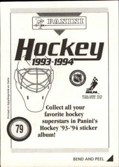 1993-94 Panini Hockey Stickers #79 Kevin Stevens Back