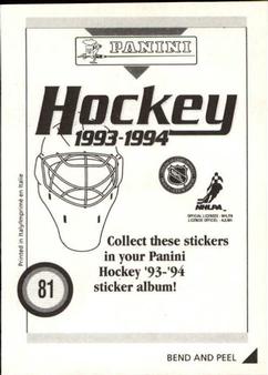 1993-94 Panini Hockey Stickers #81 Ron Francis Back