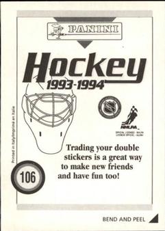1993-94 Panini Hockey Stickers #106 Yuri Khmylev Back