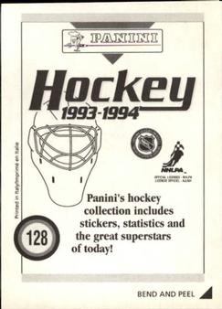 1993-94 Panini Hockey Stickers #128 Mikael Nylander Back