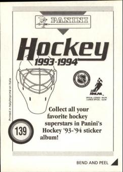1993-94 Panini Hockey Stickers #139 Felix Potvin Back