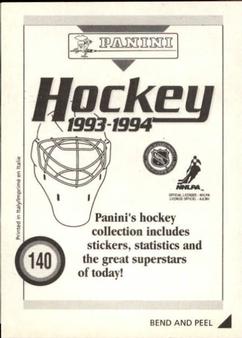 1993-94 Panini Hockey Stickers #140 Ed Belfour Back