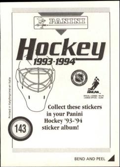 1993-94 Panini Hockey Stickers #143 Joe Juneau Back
