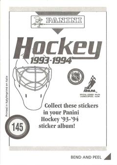 1993-94 Panini Hockey Stickers #145 Chicago Blackhawks Logo Back