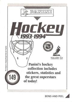 1993-94 Panini Hockey Stickers #149 Brian Noonan Back