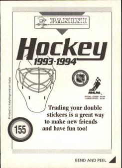1993-94 Panini Hockey Stickers #155 Ed Belfour Back