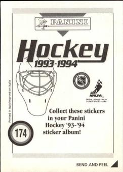 1993-94 Panini Hockey Stickers #174 Anatoli Semenov Back