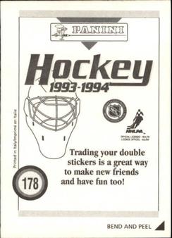 1993-94 Panini Hockey Stickers #178 Calgary Flames Logo Back