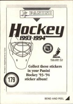 1993-94 Panini Hockey Stickers #179 Theoren Fleury Back