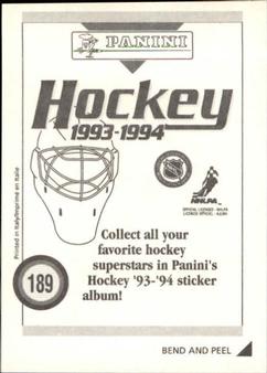 1993-94 Panini Hockey Stickers #189 Winnipeg Jets Logo Back