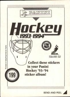 1993-94 Panini Hockey Stickers #199 Bob Essensa Back