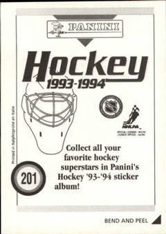1993-94 Panini Hockey Stickers #201 Luc Robitaille Back