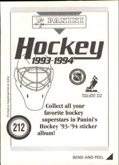 1993-94 Panini Hockey Stickers #212 John Tucker Back