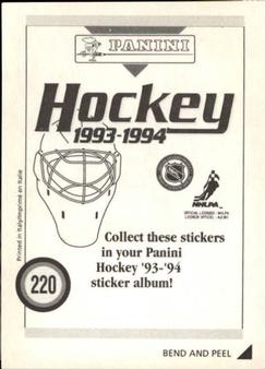 1993-94 Panini Hockey Stickers #220 Jean-Claude Bergeron Back