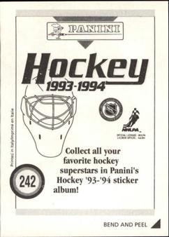 1993-94 Panini Hockey Stickers #242 Dave Manson Back