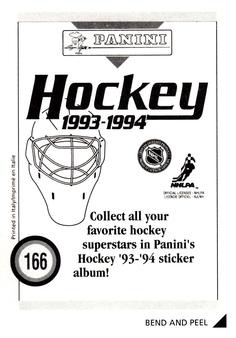 1993-94 Panini Hockey Stickers #166 Curtis Joseph Back