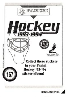 1993-94 Panini Hockey Stickers #167 Vancouver Canucks Logo Back