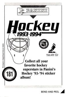 1993-94 Panini Hockey Stickers #181 Gary Roberts Back