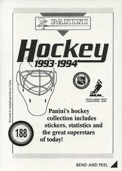 1993-94 Panini Hockey Stickers #188 Mike Vernon Back
