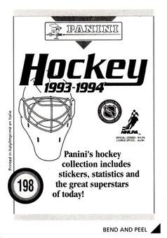 1993-94 Panini Hockey Stickers #198 Fredrik Olausson Back