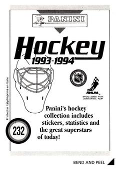 1993-94 Panini Hockey Stickers #232 Felix Potvin Back