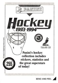 1993-94 Panini Hockey Stickers #255 San Jose Sharks Logo Back