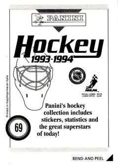1993-94 Panini Hockey Stickers #69 Mike Ricci Back