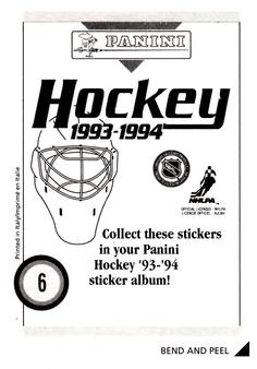 1993-94 Panini Hockey Stickers #6 Glen Wesley Back