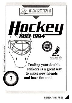 1993-94 Panini Hockey Stickers #7 Dmitri Kvartalnov Back
