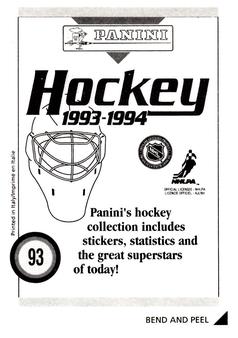1993-94 Panini Hockey Stickers #93 Sergei Nemchinov Back
