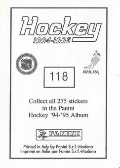 1994-95 Panini Hockey Stickers #118 Anatoli Semenov Back